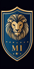Heraldic Lion Shield Emblem with Initials
