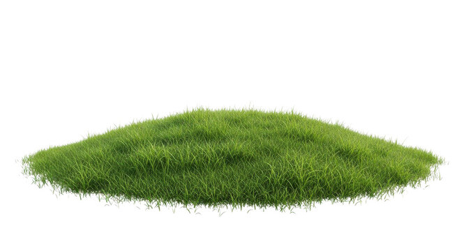 Lush green grass mound isolated on black background with white outline image, Isolated On Png Transparent Background