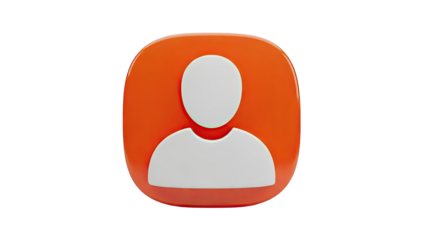 3D User Icon on Orange Background