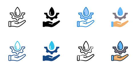 Water management icon set multiple style collection. Editable stroke 
