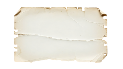 Vintage aged torn paper sheet with burnt edges isolated on transparent background for design transparent background