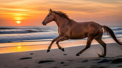 Horse Galloping by the Ocean