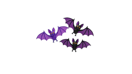 Three Cartoon Bats Flying
