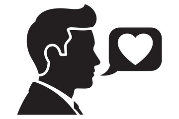 man silhouette with heart speech bubble icon symbol