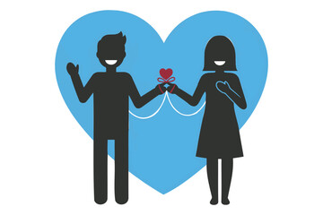 couple in love with heart shaped gift  romantic relationship symbol