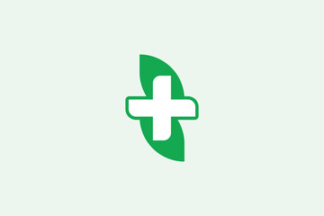 Obraz premium A modern, minimalist green logo design, ingeniously combining a medical 