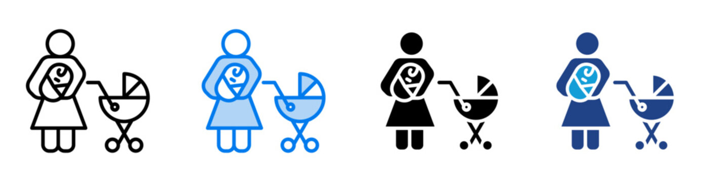 Parental leave icon set multiple style collection