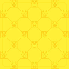 Seamless pattern on a yellow background with world calendar icons. Line design for posters, social media, and banner templates.