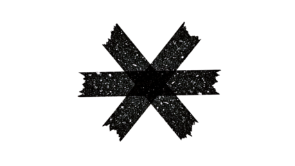 Decorative distressed masking tape forming an asterisk shape isolated on a transparent background transparent background