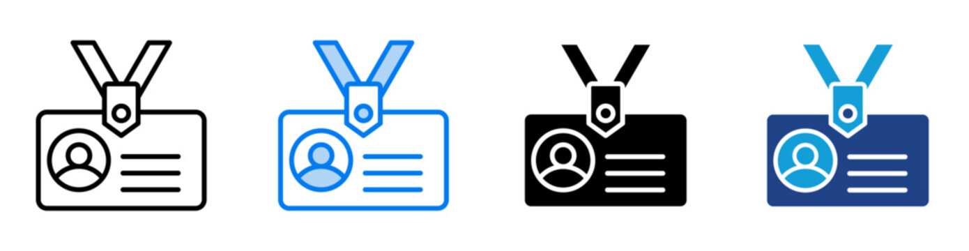 Id card icon set multiple style collection