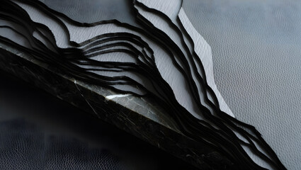 Regenerative material close-up Mycelium leather swatch on stone background organic texture sustainable innovation