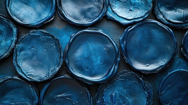 Abstract blue textured circles, background design, decorative pattern, visual art, modern style