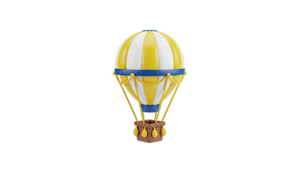 Stylized Hot Air Balloon with Yellow and White Stripes