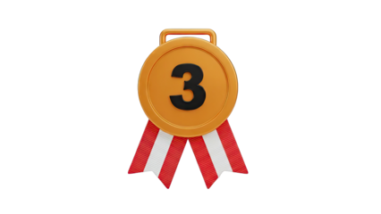 Third Place Medal with Red and White Ribbons