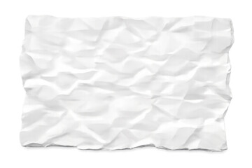Obraz premium Crumpled white paper texture blank template isolated on transparent background, wrinkled page surface with creases