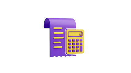 3D Icon of Receipt and Calculator