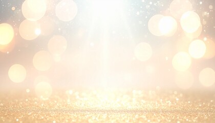 天から差し込む光の筋とクリスタルゴールドの粒子が舞うラグジュアリー背景