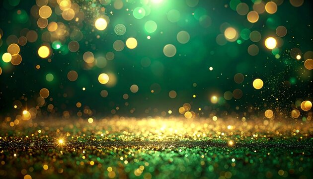 至高のエメラルドと黄金の祝祭：圧倒的なラグジュアリー感を放つ光のステージ背景