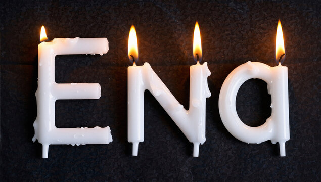 Lit Candles Spelling Name "Ena" on Dark Background