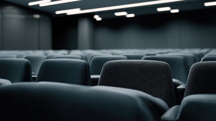 Obraz premium Empty Auditorium with Rows of Seats, Ideal for Presentations, Conferences, and Theatrical Performances