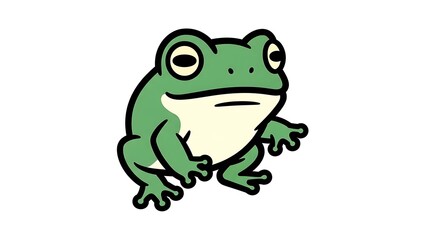 Obraz premium Cartoon Green Frog Illustration on White.