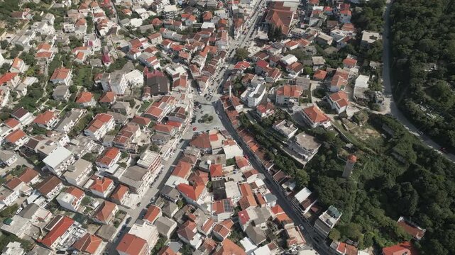 A scenic view of Ulcinj, Montenegro, captured by a drone. Aerial video.