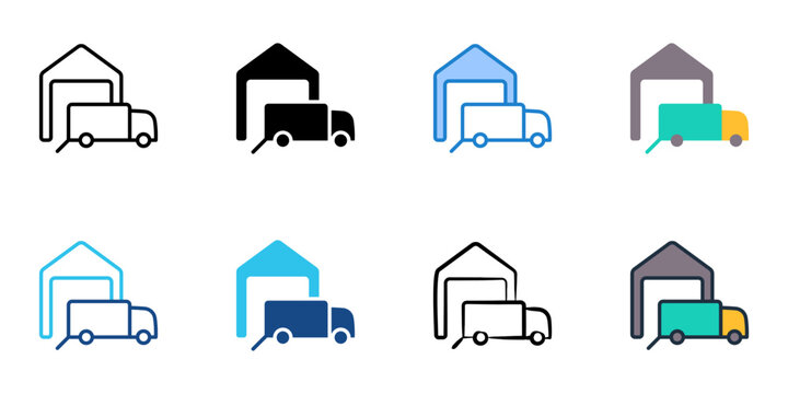 Loading dock icon set multiple style collection. Editable stroke 
