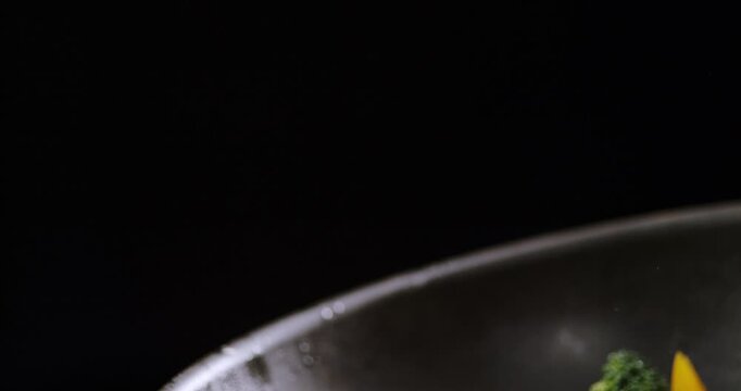 Stir-Fried Vegetables Flying | Macro Slow Motion