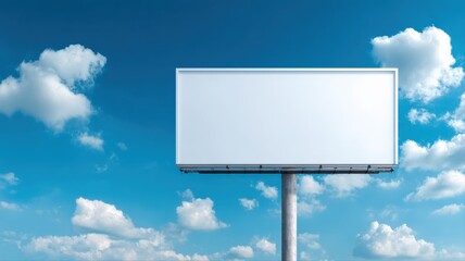 Fototapeta premium Blank Billboard Against Blue Sky with Clouds, Ideal for Advertising Mockup and Marketing Campaigns