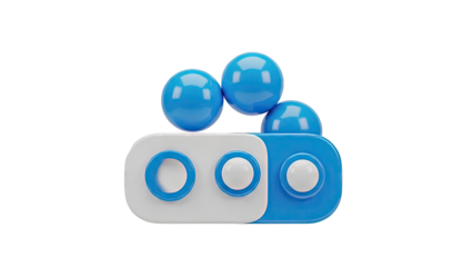 Abstract 3D Icon with Blue Spheres and White/Blue Base
