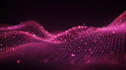 Abstract Magenta Waveform with Particles: Modern Technology and Data Visualization Background Graphic