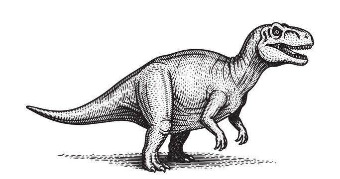 Highly detailed dinosaur engraving texture with antique etched lines