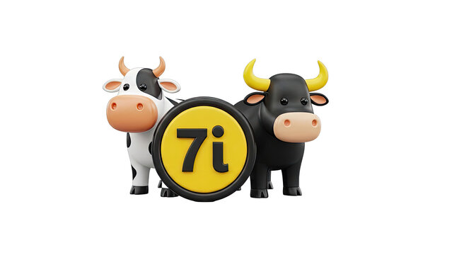 Cartoon Bull and Cow with 7i Logo