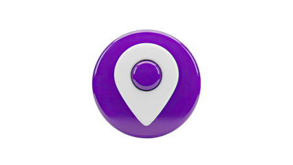 3D Purple and White Location Pin Icon
