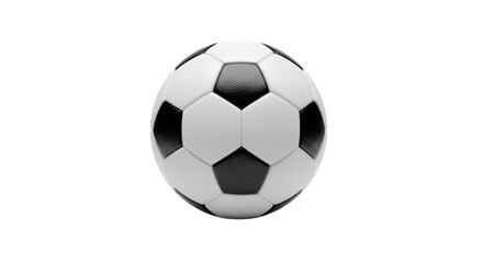 Fototapeta premium Classic black and white soccer ball centered on a black background football sport, Isolated On Png Transparent Background