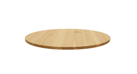 Round light wood tabletop with visible grain on black background circular surface, Isolated On Png Transparent Background