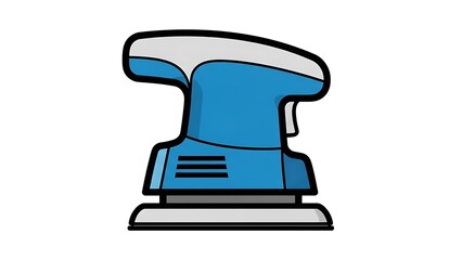 Blue Electric Sander Tool on White Background.