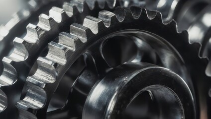 Close-up of intricate metal gears and bearings, industrial machinery.