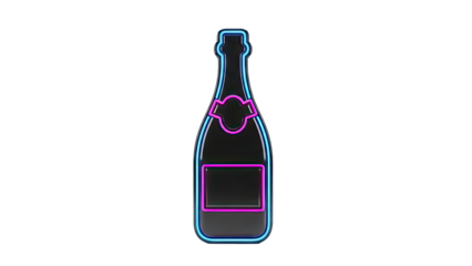 Neon Champagne Bottle Icon