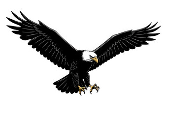 Obraz premium American bald eagle with open wings isolated on transparent background