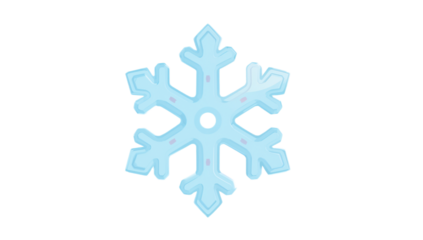 Vibrantly rendered, a light blue stylized snowflake graphic embodies the essence of winter's delicate ice formations in a friendly, cartoon-inspired design