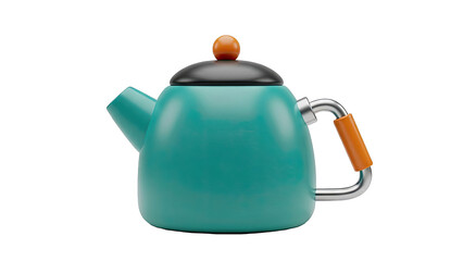 Obraz premium Teal Teapot with Orange Handle and Knob