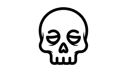 Simple Black and White Skull Icon.