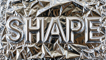 Shiny Silver Foil with Bold 3D Shape Text
