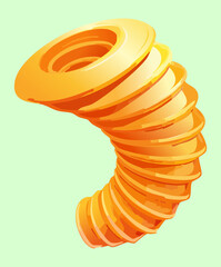 stacked orange yellow spiral rings for flexible spring toy or abstract mechanical part game asset design