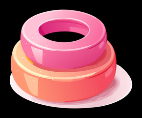 layered pink and peach glossy round cakes or abstract rings for sweet theme match three game asset