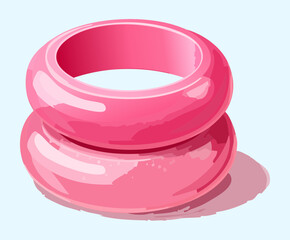 pair of stacked pink glossy rings or rubber bands for casual mobile puzzle game obstacles and level design