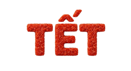 Red Sticky Rice (Xoi Gac) Forming Vietnamese Tet Typography Symbol of Good Luck and Prosperity.