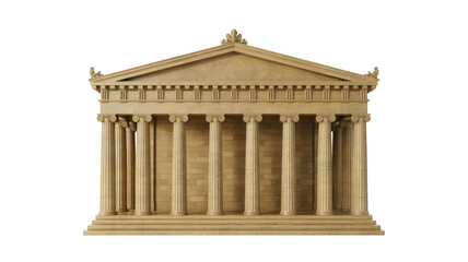 Fototapeta premium Beige stone model of ancient Greek temple with columns isolated on a transparent background