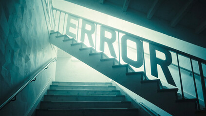 Staircase Leading to Bright "Error" Sign